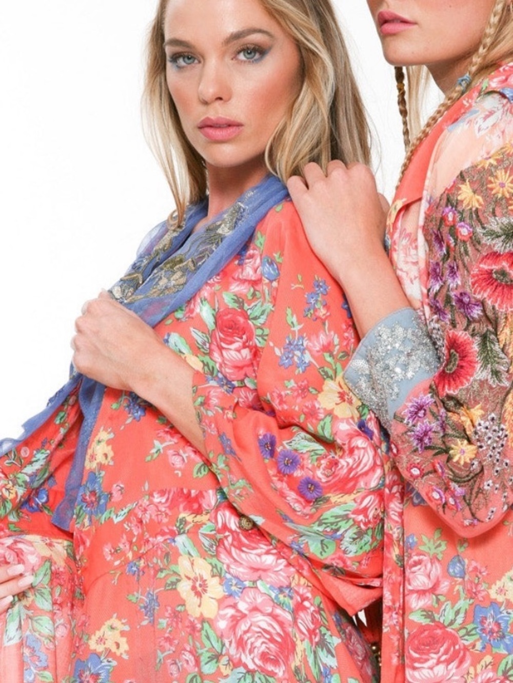 ❤️🔥.Aratta Large Orange Floral Wrap Midi Dress Embellished Removable Yoke A-13 - Picture 3 of 7
